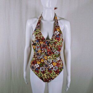 Adore Me Floral One Piece Halter Swimsuit Size Medium